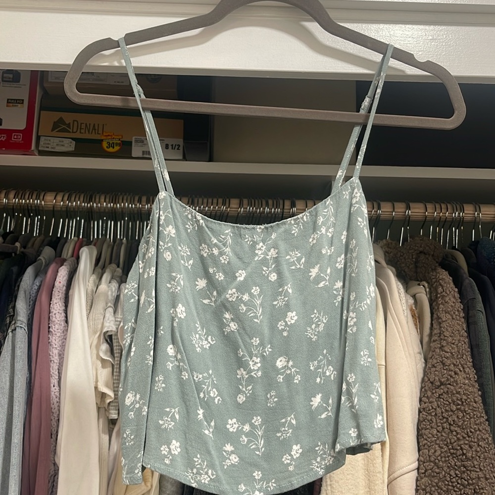 Sage Green Floral Crop Top by Lottie Moss from Pacsun
